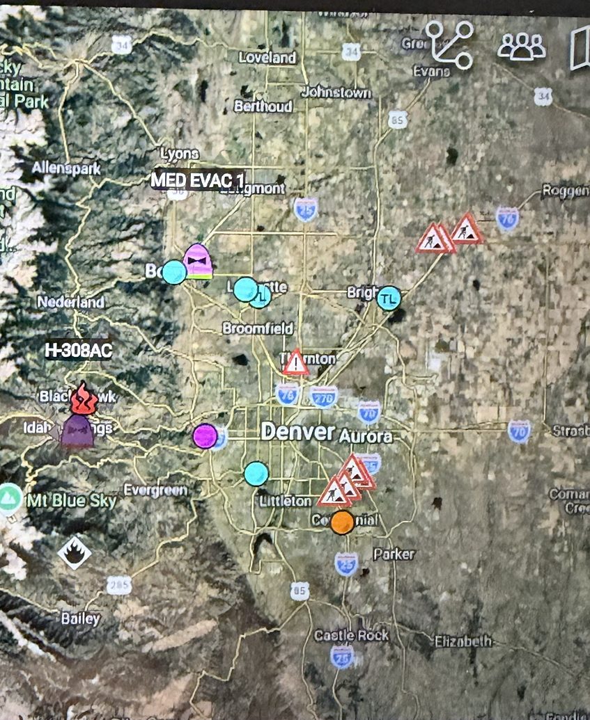 Incident and hazard markers on a field tablet map